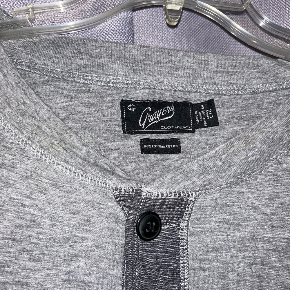 Simple 2 button grey long sleeve shirt. Lightly worn, in good condition. - Picture 3 of 3